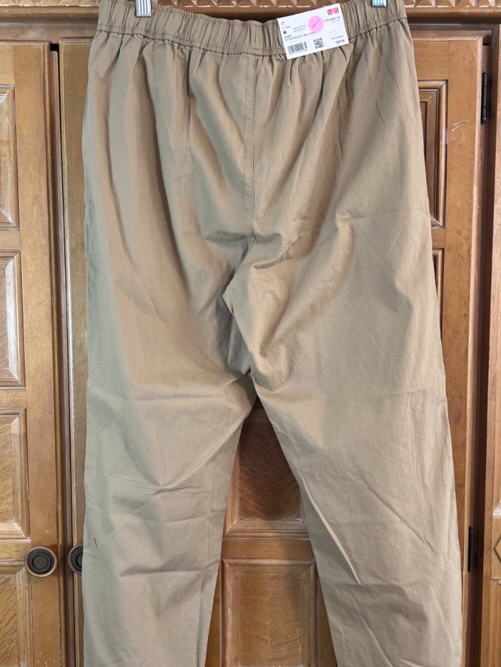 Uniglo Womens Cotton Relaxed Ankle Pants Medium Beige - Picture 3 of 3